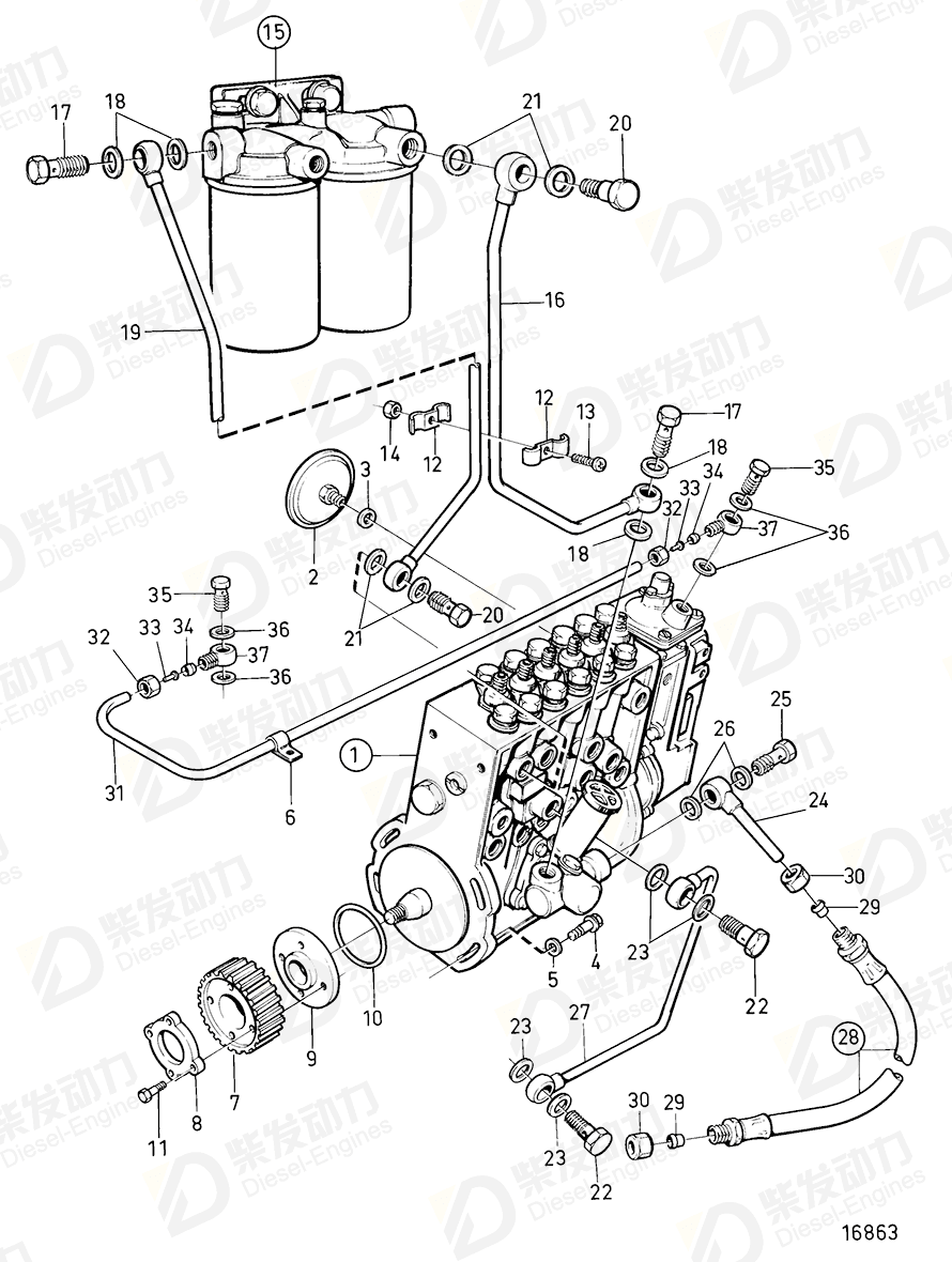 volvo penta Injection pump 3803727 Drawing volvo penta Injection pump 3803727 Drawing